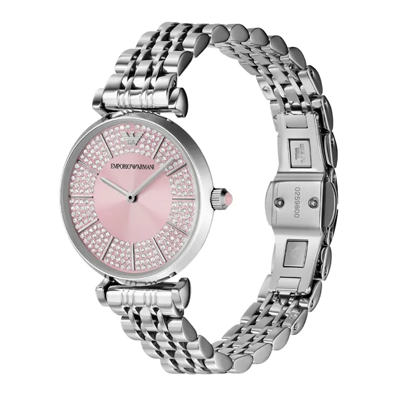 Emporio Armani Gianni T-Bar Pink Dial Ladies Watch- AR11686